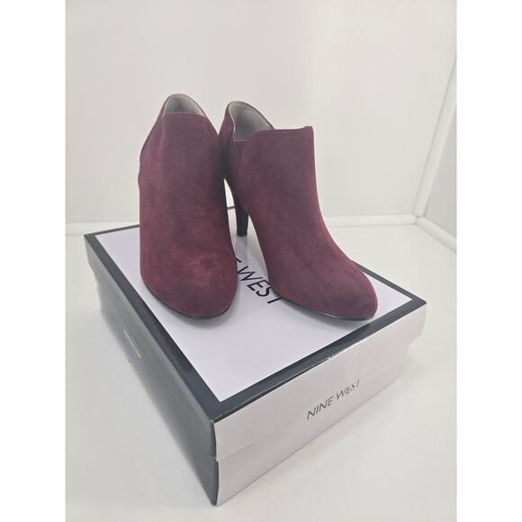 Nine West Cameo3Y Cabernet Suede Booties Size 7.5M With Box - Picture 1 of 10